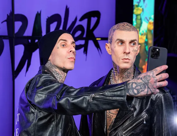 Tattoos on Travis Barker's wax figure at Madame Tussauds Las Vegas